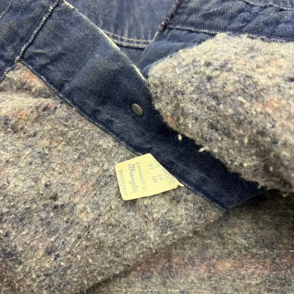 Vintage 80s Wrangler Dark Blanket Lined Denim Chore Jacket